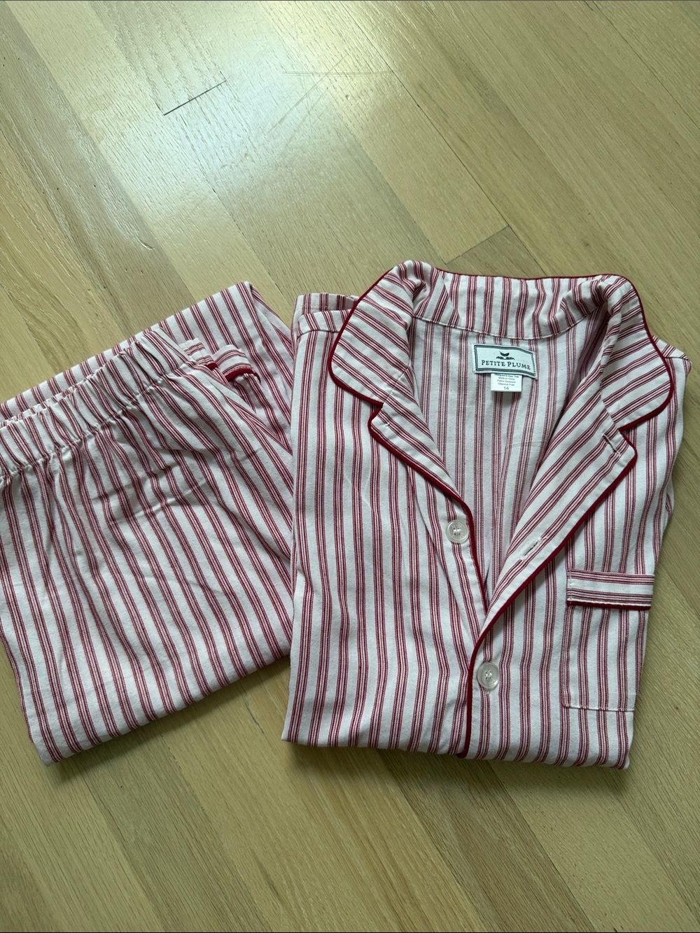Petite Plume Red Stripe Pajama Set - Size 14